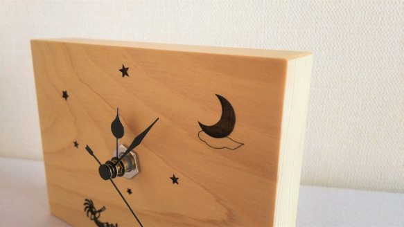 木製置き時計　ココペリ　と　月 3枚目の画像