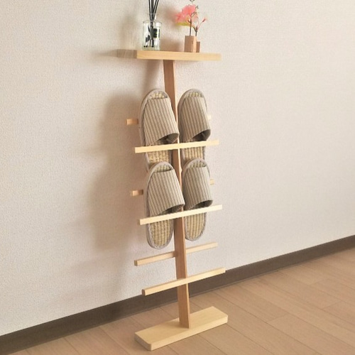 青森ひば 木製 スリッパラック 立て掛け式 三足用 スリッパラック 青森