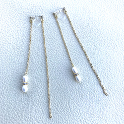 淡水珍珠和水晶Rondelle *鏈無孔耳環 第2張的照片