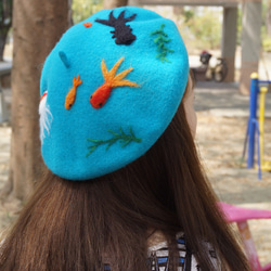 tuu ro chan 湖水-金魚 貝雷帽/羊毛製品 第5張的照片