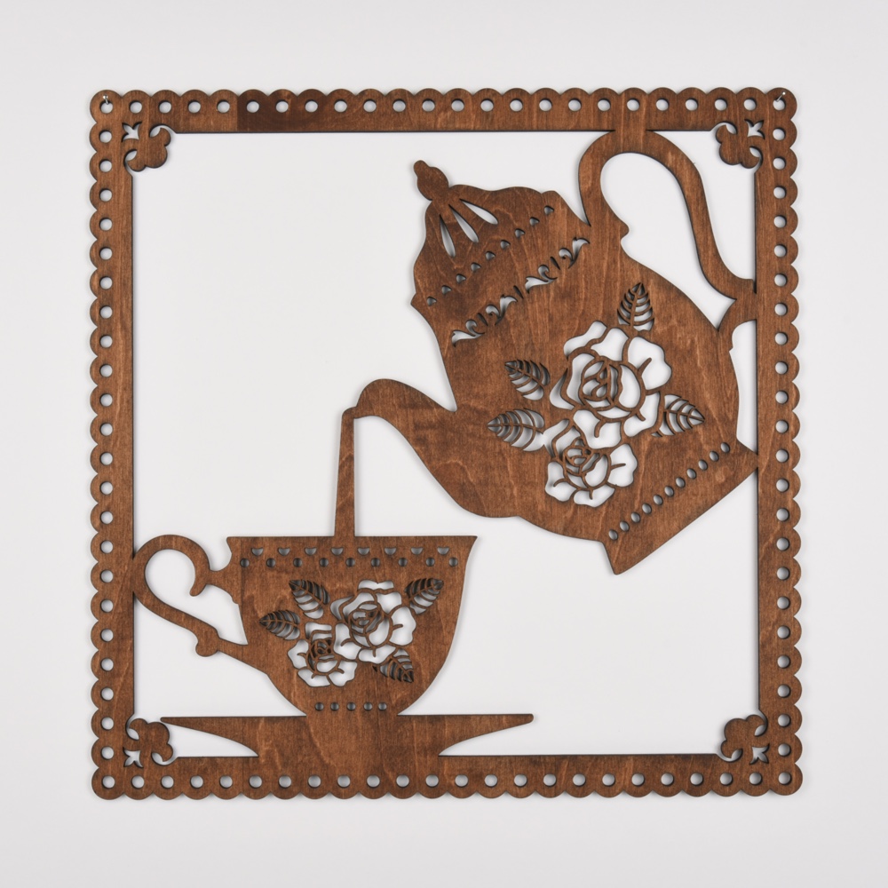 ビッグウッドフレーム「ティータイム」（木の壁飾り）