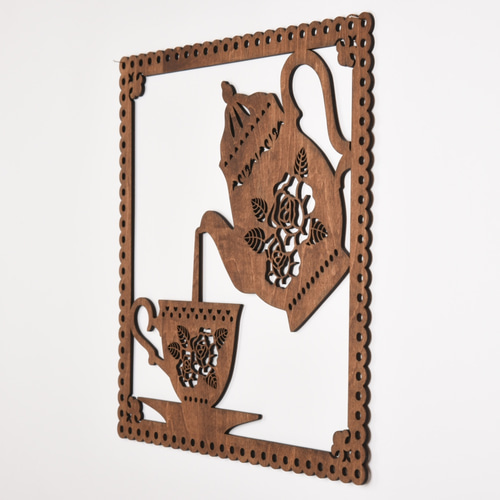 ビッグウッドフレーム「ティータイム」（木の壁飾り） ウォール