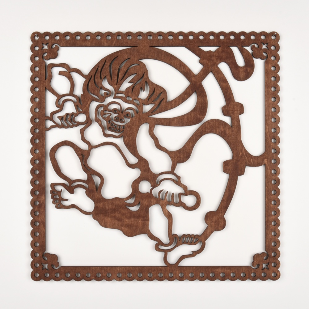 ビッグウッドフレーム「雷神」（木の壁飾り）