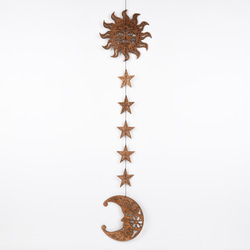 太陽と月と星々のガーランド（木の壁飾り） ガーランド akaitori craft