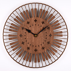 クラシック掛時計 木製 茶色 アナログ　アンティーク 木の壁掛け時計E 鍵盤（木製ウォールクロック） 掛け時計