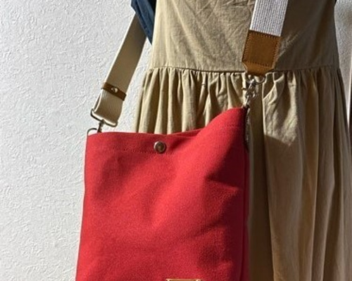 一澤帆布製 ボストンバッグ ショルダーバッグ ショルダー紐付 大容量 赤 本革 帆布 ショルダーバッグ レディース 日本製 ショルダー