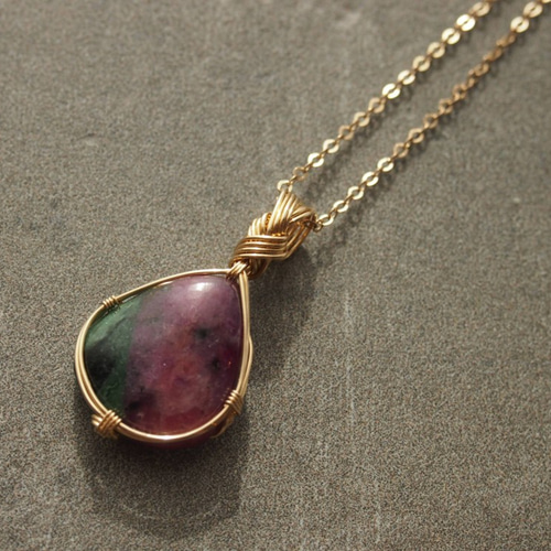 14K 翡翠ルビーオパールペンダントトップ