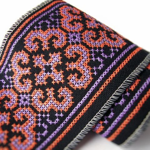 ヤオ族刺繍布ボーダー（I0168/4in-A04） リボン・テープ アジアン