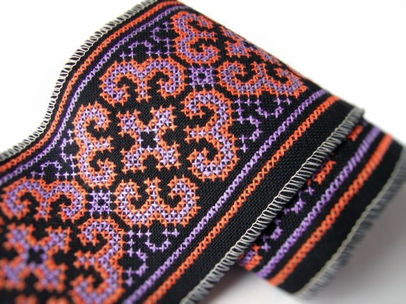 ヤオ族刺繍布ボーダー（I0168/4in-A04） リボン・テープ