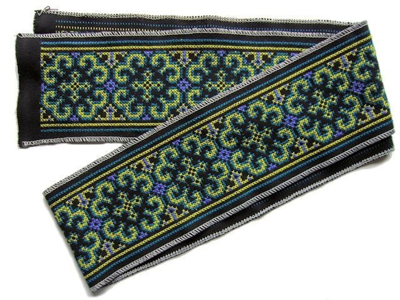 ヤオ族刺繍布ボーダー（I0168/4in-A05） 2枚目の画像
