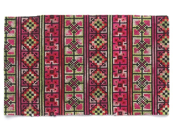 ヤオ族刺繍布はぎれ/接着芯付（I0174-02） はぎれ アジアンバスケット  