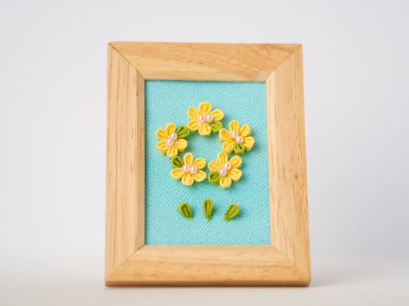 つまみ細工 菜の花のフレーム飾り 4枚目の画像