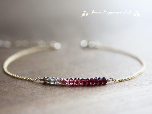 残り1】14KGF/ ツンドラサファイアガーネットのグラデーション  