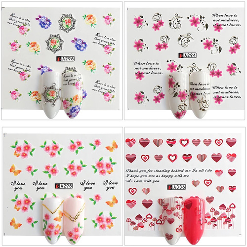 51. カラフルな花 ウォーターネイル シール 40枚 セットまとめて