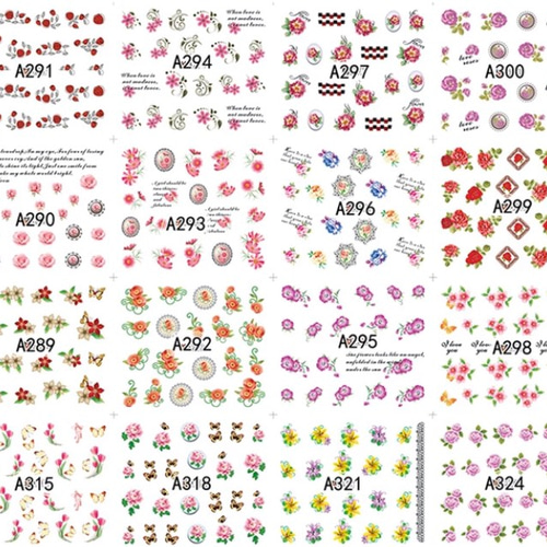 51. カラフルな花 ウォーターネイル シール 40枚 セットまとめて