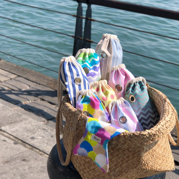 海龜好朋友 隨身環保袋-藍白夏天  Eco-friendly reusable cloth bag 第5張的照片