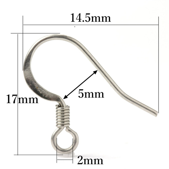 ［10個］ サージカルステンレス / ピアスフック B ［ 銀 シルバー ］ パーツ / アレルギー対応 / 金具 3枚目の画像