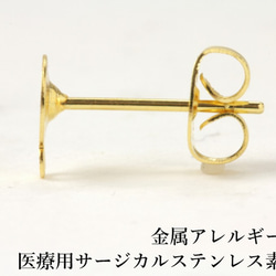 ［20個］サージカル ステンレス / カン付き / 丸皿 5mm ピアス ［ ゴールド 金 ］ キャッチ付き / パーツ 2枚目の画像