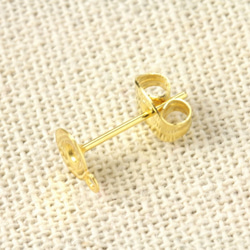 ［20個］サージカル ステンレス / カン付き / 丸皿 5mm ピアス ［ ゴールド 金 ］ キャッチ付き / パーツ 3枚目の画像