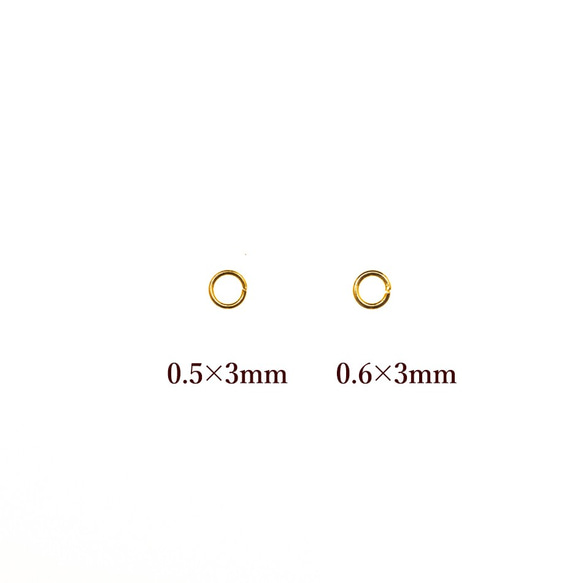 ［100個］ サージカル ステンレス / 丸カン / 細い ［ 0.5 X 3mm ］ ［ ゴールド 金 ］ アクセサリ 2枚目の画像
