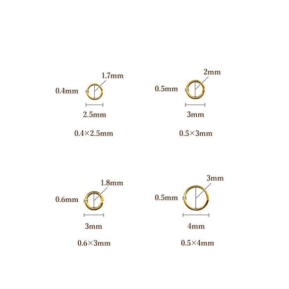 ［50個］サージカルステンレス / 丸カン ［ 1.0 X 10mm ］［ ゴールド 金 ］ アクセサリー パーツ / 3枚目の画像