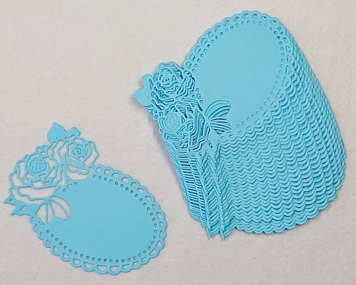 クラフトパンチ ばらのメッセージカード 水色 30枚【014-1】 DIYパーツ