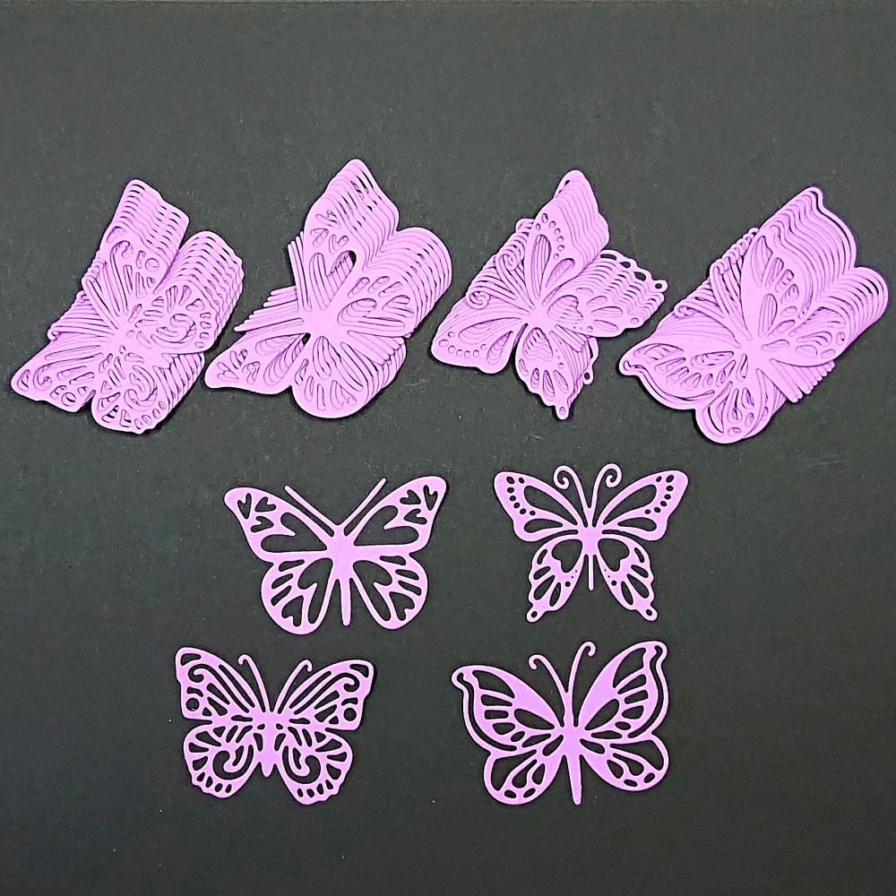 クラフトパンチ 4種類の蝶 むらさき 計40枚【015-5】 DIYパーツ