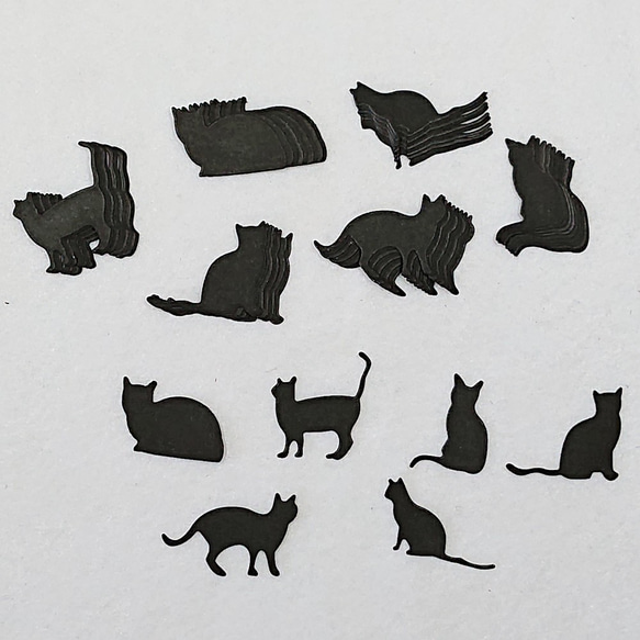 クラフトパンチ ねこシルエット くろ 6種類×各10枚 計60枚【017