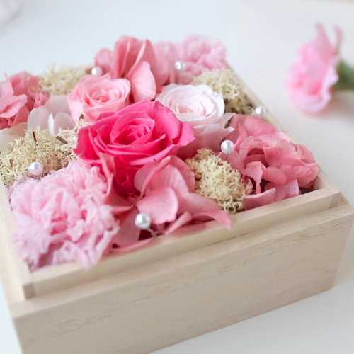ボックスフラワー桐箱花【4色展開】 プリザーブドフラワー FLOWER
