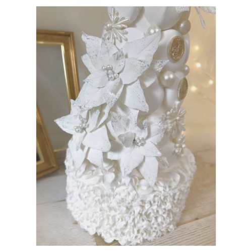 ホワイトクリスマスのマカロンタワー ウェルカムボード Clay