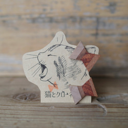 おめかし猫の組木ピアス・イヤリング -四色リボン- 1枚目の画像