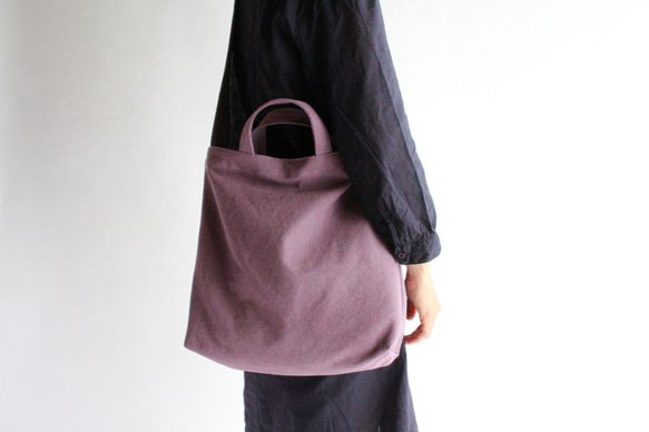 やさしい布のショルダーバッグ L【菫 ｽﾐﾚ】帆布 1枚目の画像