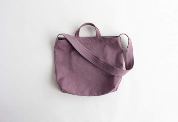 やさしい布のショルダーバッグ L【菫 ｽﾐﾚ】帆布 2枚目の画像
