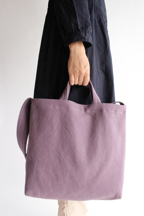 やさしい布のショルダーバッグ L【菫 ｽﾐﾚ】帆布 4枚目の画像