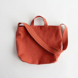 やさしい布のショルダーバッグ L【橙】帆布 2枚目の画像