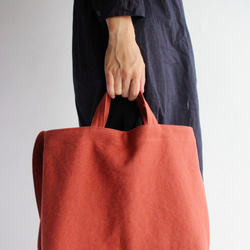 やさしい布のショルダーバッグ L【橙】帆布 3枚目の画像