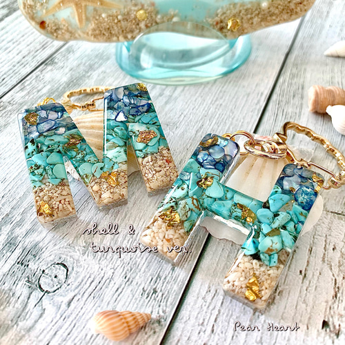 イニシャルキーホルダー【オーシャン ver.】ぷっくりツヤツヤ  