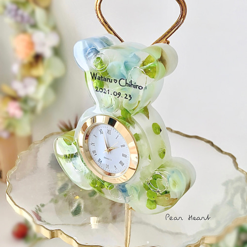 お花いっぱいくまさん置時計【お祝い・誕生日プレゼントに最適