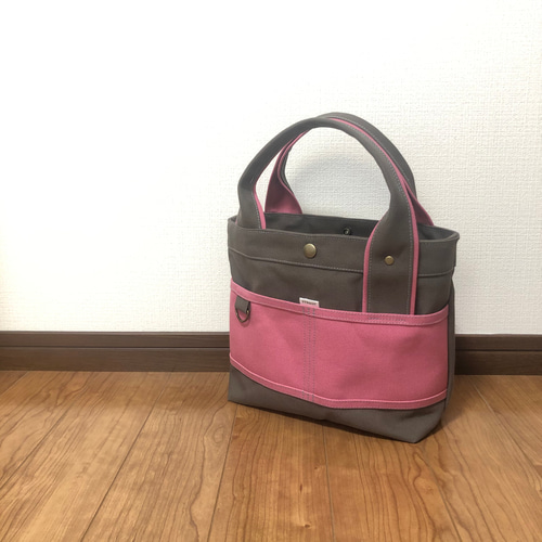 スモーキーグレー×カメリア】倉敷帆布8号 