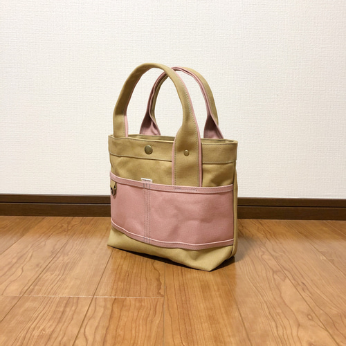 ベージュ × スモーキーコーラル】倉敷帆布8号