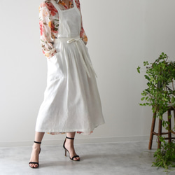 リネン　エプロンドレス　Dressy line White 4枚目の画像
