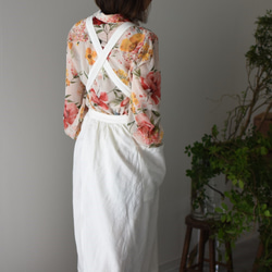 リネン　エプロンドレス　Dressy line White 7枚目の画像