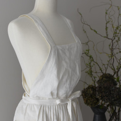 リネン　エプロンドレス　Dressy line White 8枚目の画像