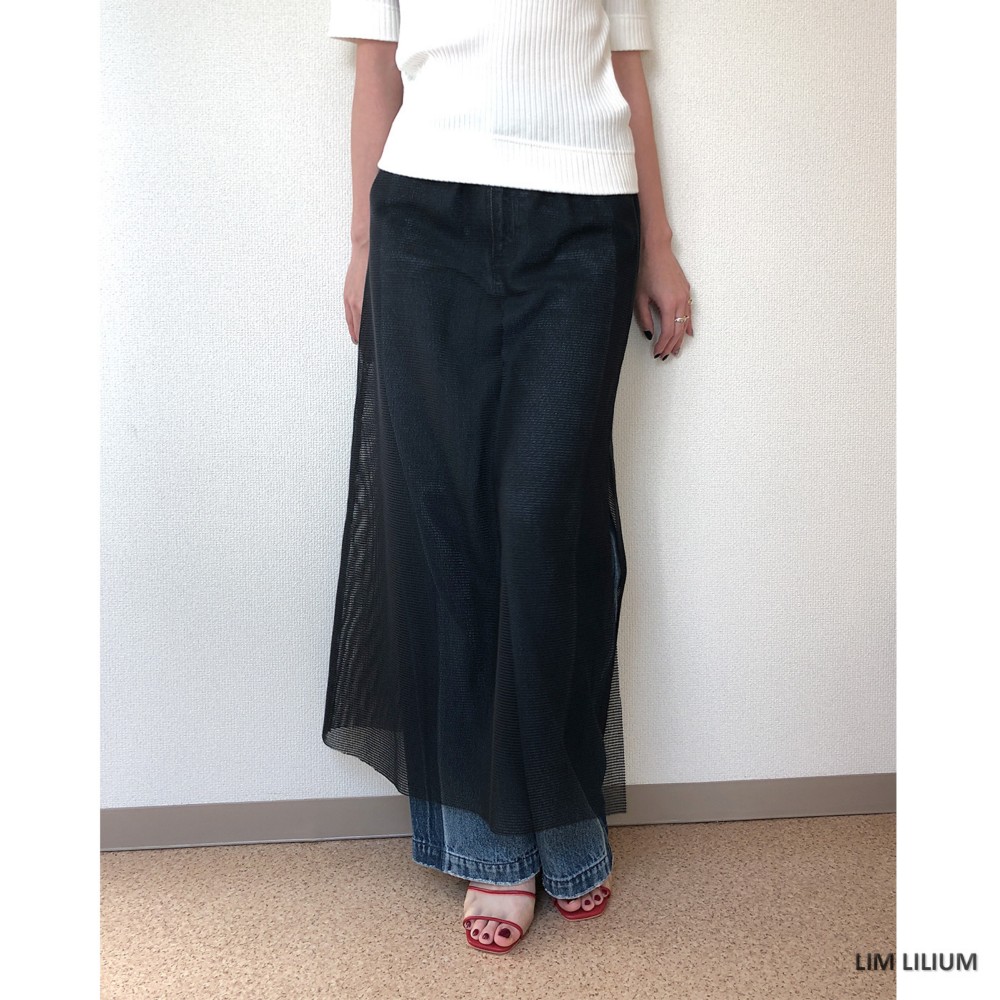 メッシュシースルースカート ロングスカート（マキシ丈
