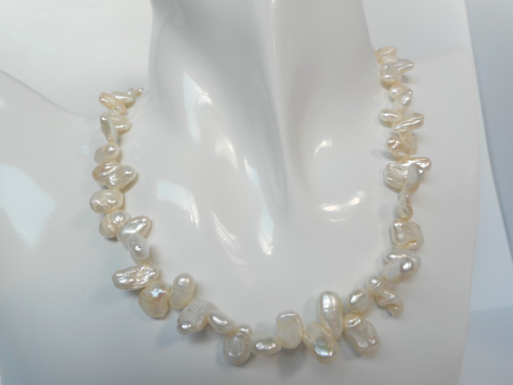 ☆珍しいケシパール２点セット☆　ネックレス＆ピアス orイヤリング