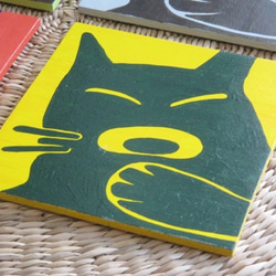 手描きコースターセット（あくび猫） 3枚目の画像