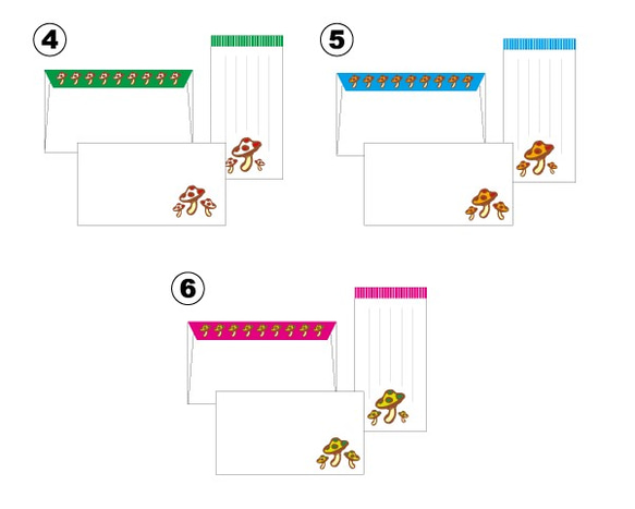 一筆せんレターセット（きのこ）２パックセット 4枚目の画像