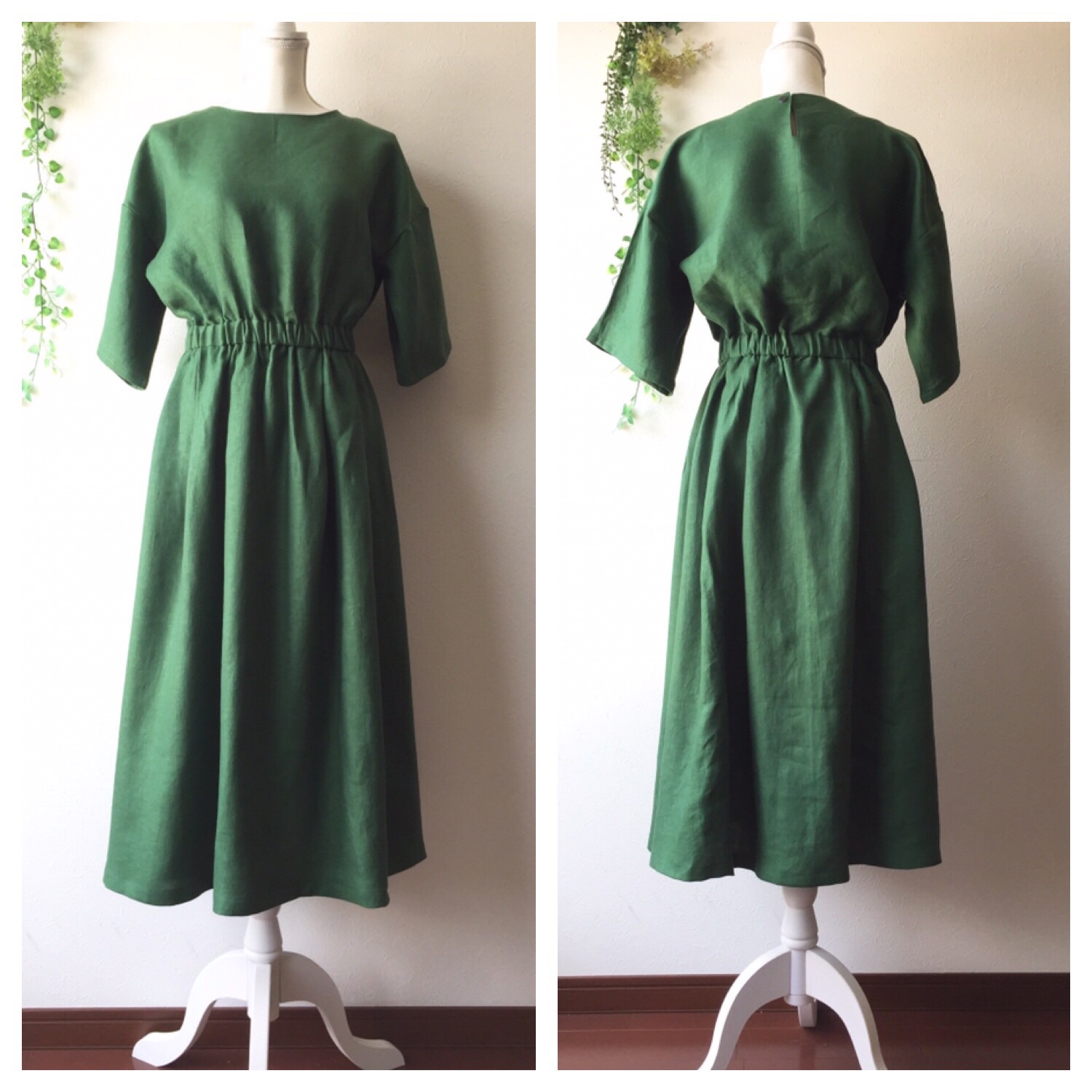 受注製作／フランス産リネンワンピース(五分袖)