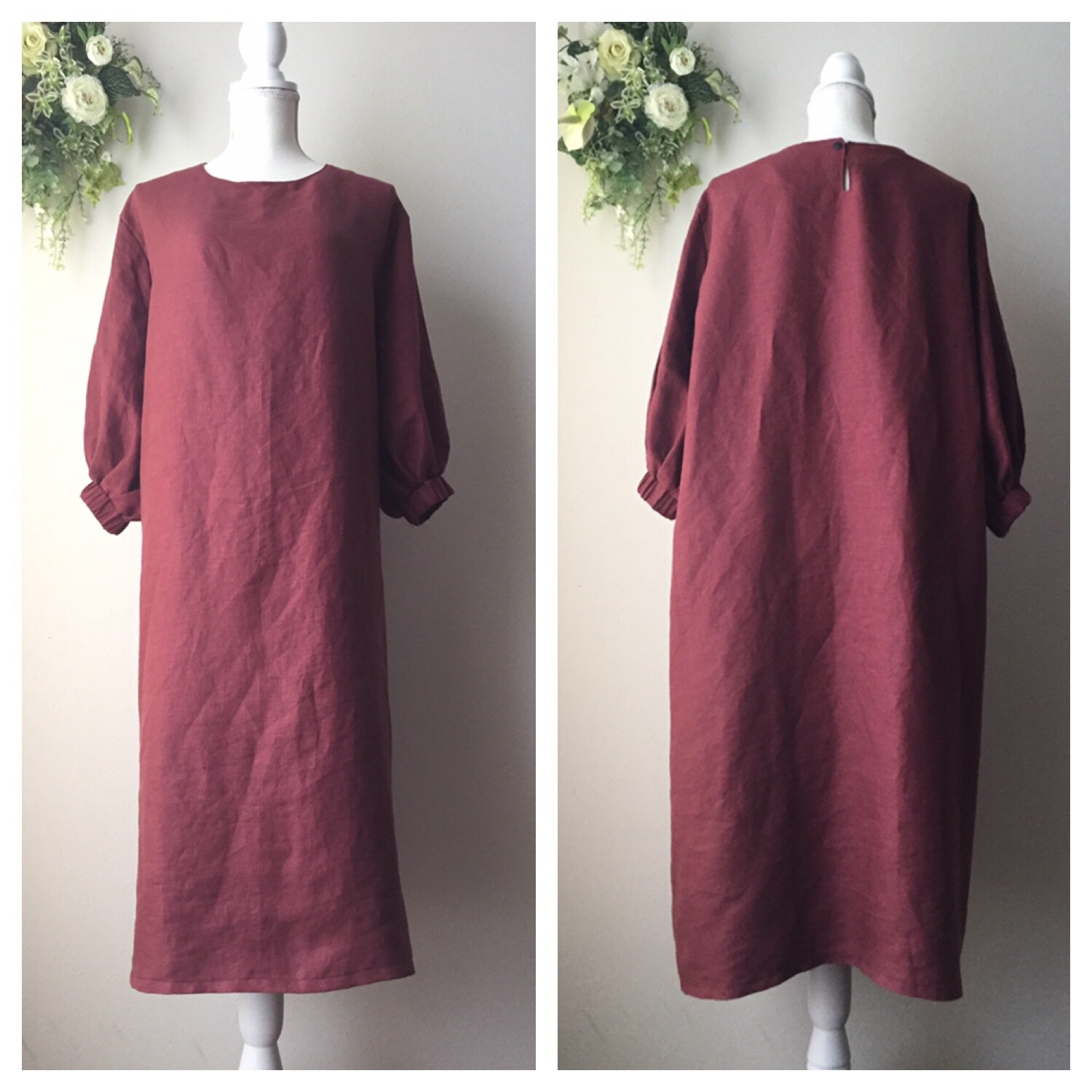 受注製作/フレンチリネンバルーンスリーブワンピース