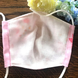 レディース立体コットン夏マスク【ピンクの花B】 2枚目の画像